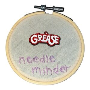 Needle Minder Embroidery Hoop - Beige and Purple